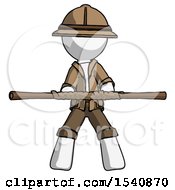 Poster, Art Print Of White Explorer Ranger Man Bo Staff Kung Fu Defense Pose