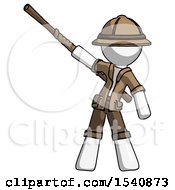 Poster, Art Print Of White Explorer Ranger Man Bo Staff Pointing Up Pose