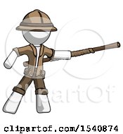 Poster, Art Print Of White Explorer Ranger Man Bo Staff Pointing Right Kung Fu Pose