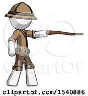 Poster, Art Print Of White Explorer Ranger Man Pointing With Hiking Stick