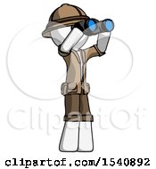 Poster, Art Print Of White Explorer Ranger Man Looking Through Binoculars To The Right