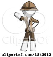 White Explorer Ranger Man Waving Right Arm With Hand On Hip