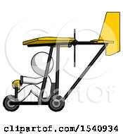 Poster, Art Print Of White Design Mascot Man In Ultralight Aircraft Side View