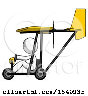 White Design Mascot Woman In Ultralight Aircraft Side View