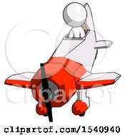 Poster, Art Print Of White Design Mascot Man In Geebee Stunt Plane Descending Front Angle View