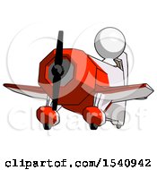 Poster, Art Print Of White Design Mascot Man Flying In Geebee Stunt Plane Viewed From Below