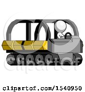 Poster, Art Print Of White Design Mascot Man Driving Amphibious Tracked Vehicle Side Angle View