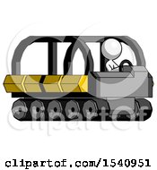 Poster, Art Print Of White Design Mascot Woman Driving Amphibious Tracked Vehicle Side Angle View