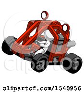 Poster, Art Print Of White Design Mascot Man Riding Sports Buggy Side Top Angle View