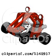 Poster, Art Print Of White Design Mascot Woman Riding Sports Buggy Side Top Angle View