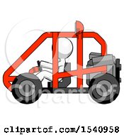 Poster, Art Print Of White Design Mascot Man Riding Sports Buggy Side View