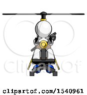 White Design Mascot Woman Flying In Gyrocopter Front View