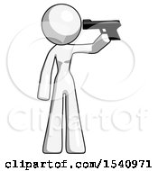 White Design Mascot Woman Suicide Gun Pose