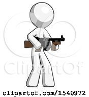 Poster, Art Print Of White Design Mascot Man Tommy Gun Gangster Shooting Pose