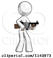 Poster, Art Print Of White Design Mascot Woman Tommy Gun Gangster Shooting Pose