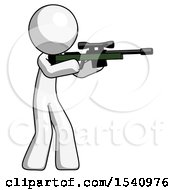 Poster, Art Print Of White Design Mascot Man Shooting Sniper Rifle