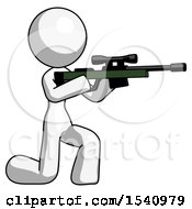 Poster, Art Print Of White Design Mascot Woman Kneeling Shooting Sniper Rifle