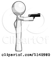Poster, Art Print Of White Design Mascot Man Firing A Handgun