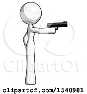 Poster, Art Print Of White Design Mascot Woman Firing A Handgun