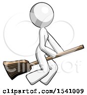 White Design Mascot Woman Flying On Broom
