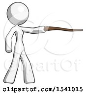 Poster, Art Print Of White Design Mascot Woman Pointing With Hiking Stick