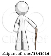 Poster, Art Print Of White Design Mascot Man Standing With Hiking Stick