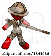 Red Explorer Ranger Man Bo Staff Action Hero Kung Fu Pose