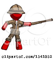 Poster, Art Print Of Red Explorer Ranger Man Bo Staff Pointing Right Kung Fu Pose