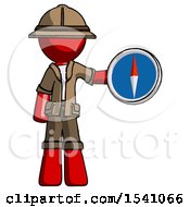 Poster, Art Print Of Red Explorer Ranger Man Holding A Large Compass