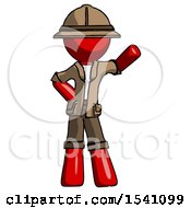 Red Explorer Ranger Man Waving Left Arm With Hand On Hip