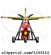 Red Design Mascot Man In Ultralight Aircraft Front View