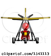 Poster, Art Print Of Red Design Mascot Woman In Ultralight Plane Front View