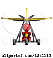 Red Design Mascot Woman In Ultralight Plane Front View