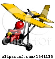 Red Design Mascot Woman In Ultralight Aircraft Top Side View