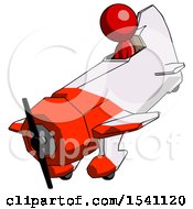 Red Design Mascot Man In Geebee Stunt Plane Descending View
