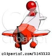 Poster, Art Print Of Red Design Mascot Man In Geebee Stunt Plane Descending Front Angle View