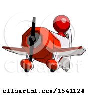 Poster, Art Print Of Red Design Mascot Man Flying In Geebee Stunt Plane Viewed From Below