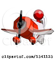 Poster, Art Print Of Red Design Mascot Woman Flying In Geebee Stunt Plane Viewed From Below