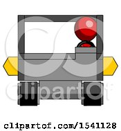 Poster, Art Print Of Red Design Mascot Man Driving Amphibious Tracked Vehicle Front View