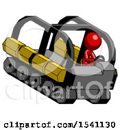 Poster, Art Print Of Red Design Mascot Man Driving Amphibious Tracked Vehicle Top Angle View