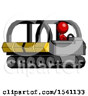 Poster, Art Print Of Red Design Mascot Woman Driving Amphibious Tracked Vehicle Side Angle View