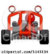 Poster, Art Print Of Red Design Mascot Man Riding Sports Buggy Front View