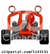 Poster, Art Print Of Red Design Mascot Woman Riding Sports Buggy Front View