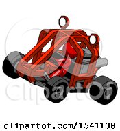 Poster, Art Print Of Red Design Mascot Man Riding Sports Buggy Side Top Angle View