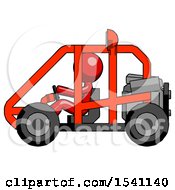 Poster, Art Print Of Red Design Mascot Man Riding Sports Buggy Side View