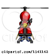 Red Design Mascot Man Flying In Gyrocopter Front View