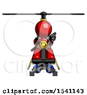Red Design Mascot Woman Flying In Gyrocopter Front View
