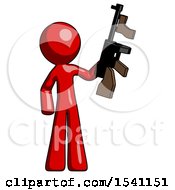 Red Design Mascot Man Holding Tommygun