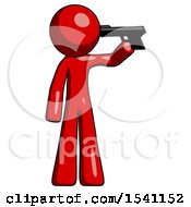 Red Design Mascot Man Suicide Gun Pose