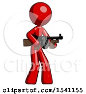 Poster, Art Print Of Red Design Mascot Woman Tommy Gun Gangster Shooting Pose